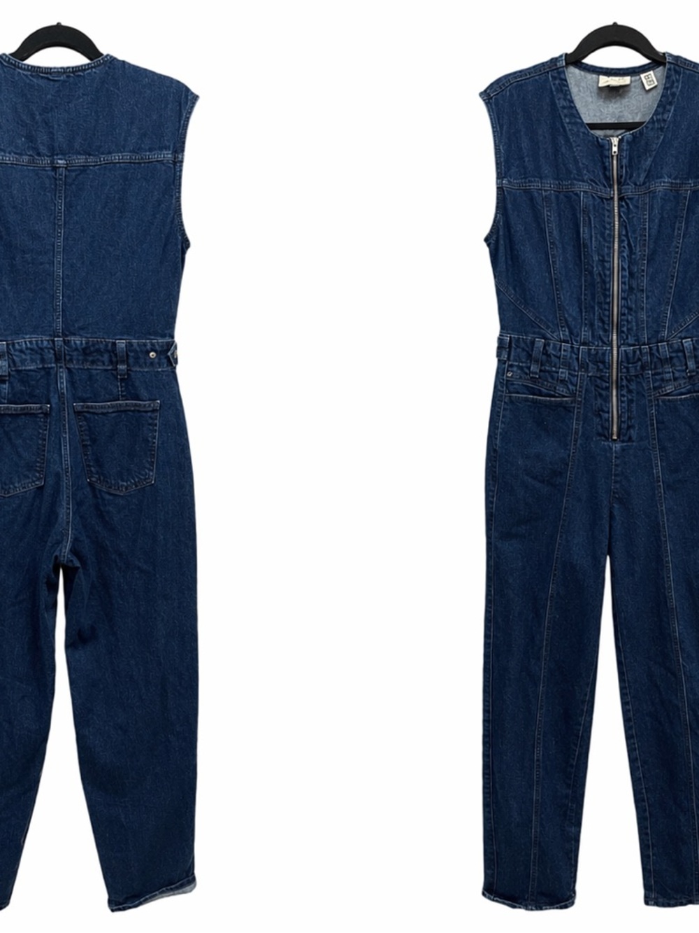 Universal Thread Dark Blue Denim Zip-Front Sleeveless Jumpsuit